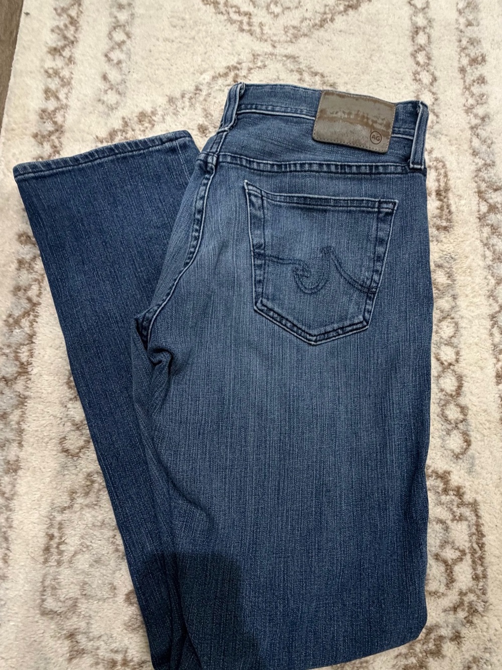 Ag Adriano Goldschmied women’s Slim Straight Jeans in Dark Blue